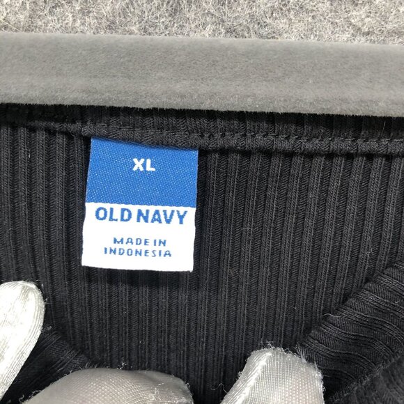 Old Navy Ribbed Tank Top Womens XL Black Square Neck Cropped - Picture 5 of 6